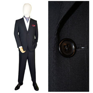 SAMUELSOHN 37S 31W BLACK ON BLACK STRIPED SUIT